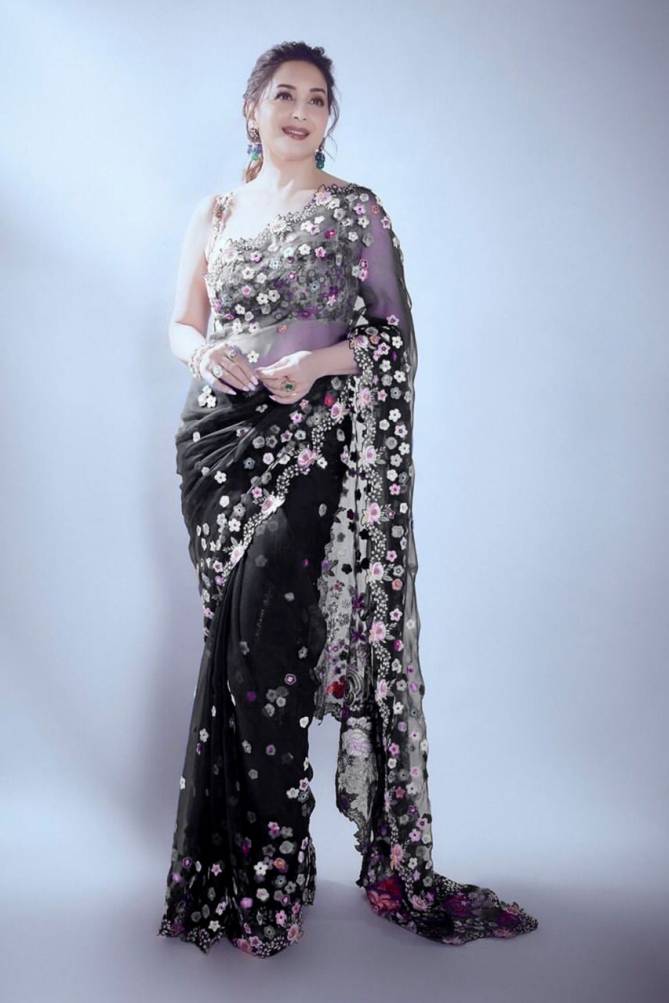 Madhuri Multi Colour Party Wear Organza Silk Stylish Latest Saree Collection